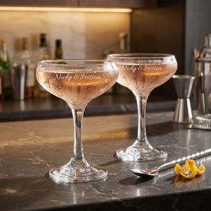 Ravanox Coupe Cocktail Glasses, 8oz, Set of 2 lifetime engraving