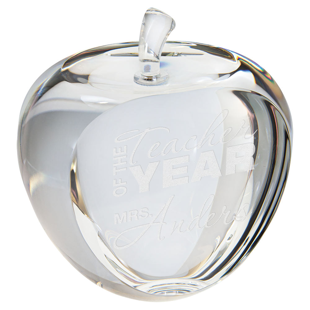 Ravanox Crystal Apple with Flat Face, 3 3/4" lifetime engraving