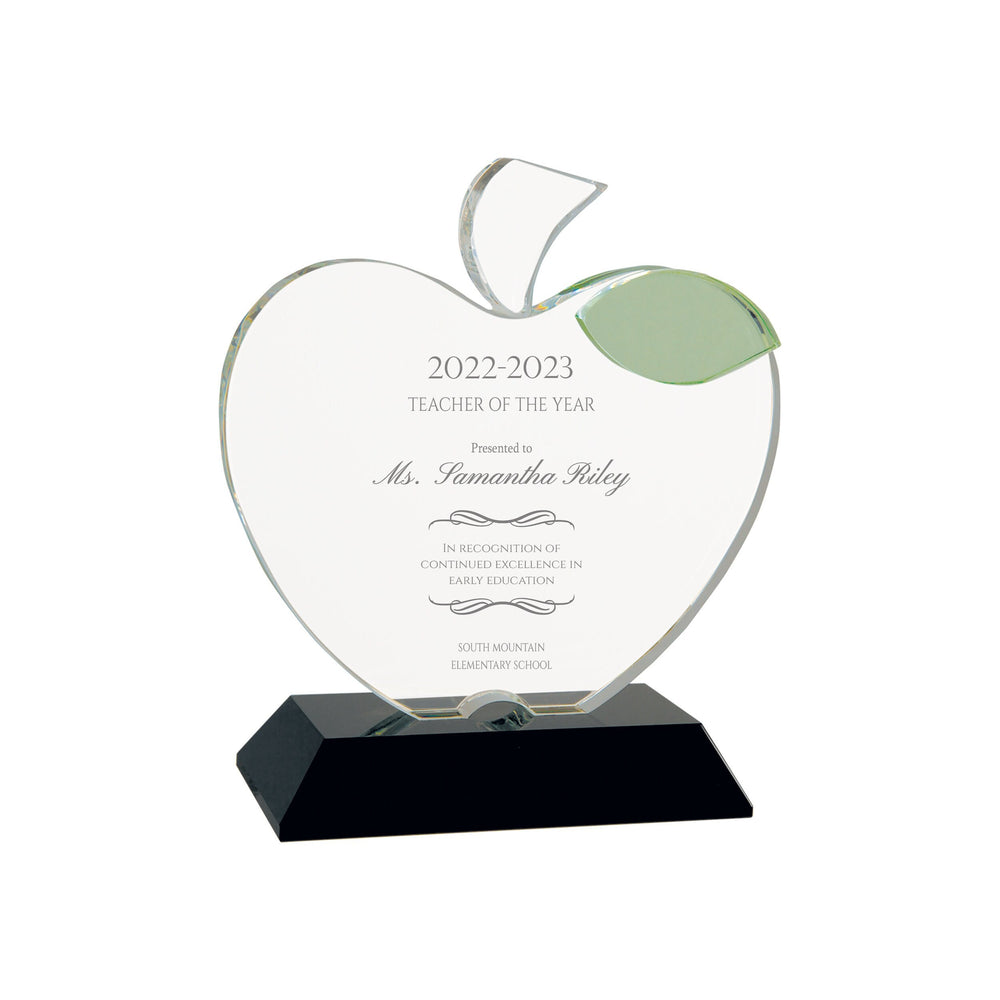 Ravanox Crystal Apple Plaque, 6 1/4" lifetime engraving