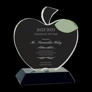 Ravanox Crystal Apple Plaque, 6 1/4" lifetime engraving