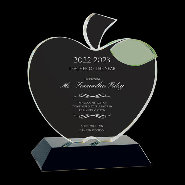 Ravanox Crystal Apple Plaque, 6 1/4" lifetime engraving