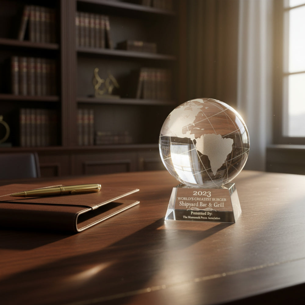 Ravanox Crystal Globe Award, 5.5"