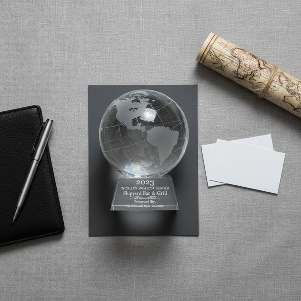 Ravanox Crystal Globe Award, 5.5"