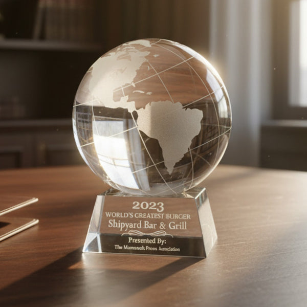 Ravanox Crystal Globe Award, 5.5"