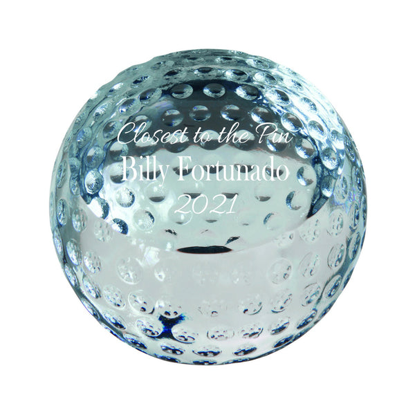 Ravanox Crystal Golf Ball Paperweight, 3" lifetime engraving