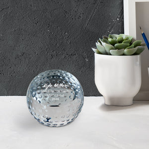 Ravanox Crystal Golf Ball Paperweight, 3" lifetime engraving