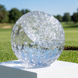 Ravanox Crystal Golf Ball Paperweight, 3" lifetime engraving