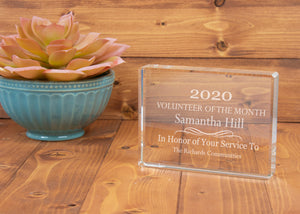 Ravanox Crystal Rectangle Paperweight, 4" lifetime engraving