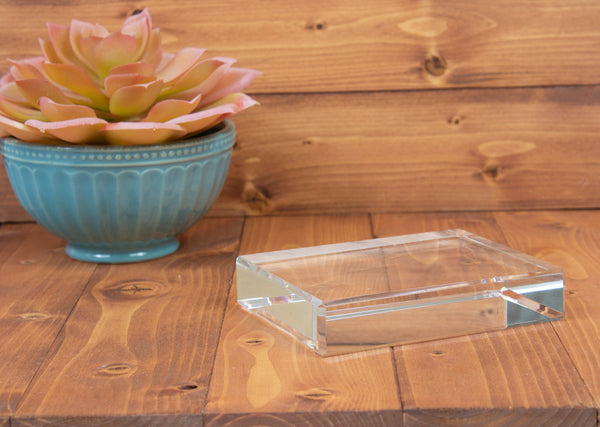Ravanox Crystal Rectangle Paperweight, 4" lifetime engraving