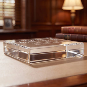 Ravanox Crystal Rectangle Paperweight, 4" lifetime engraving