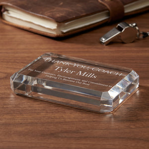 Ravanox Crystal Rectangular Clipped Corner Paperweight, 4" lifetime engraving