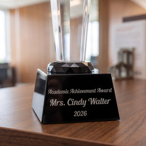 Ravanox Crystal Rising Star Award With Black Base, 11.75" lifetime engraving