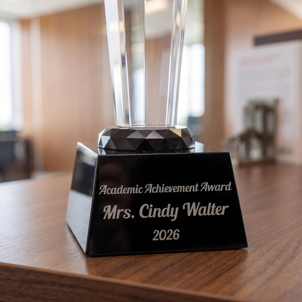 Ravanox Crystal Rising Star Award With Black Base, 11.75" lifetime engraving