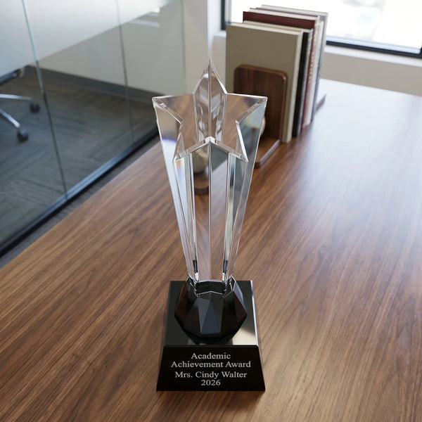 Ravanox Crystal Rising Star Award With Black Base, 11.75" lifetime engraving