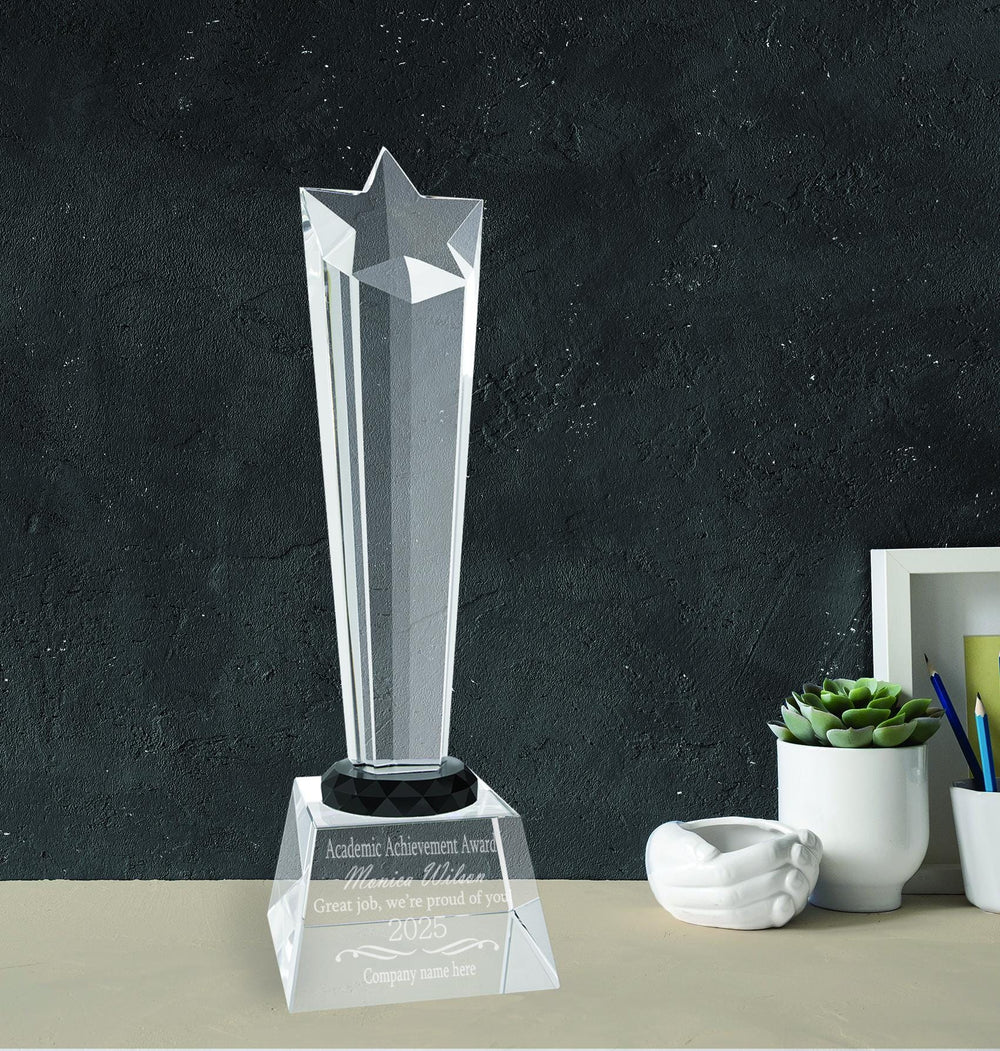 Ravanox Crystal Rising Star with Clear Based, 10" lifetime engraving