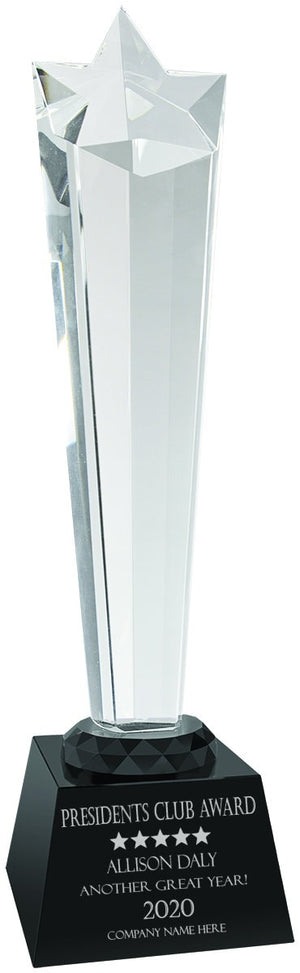 Ravanox Crystal Rising Star Statue, 11 3/4" lifetime engraving