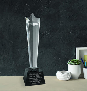 Ravanox Crystal Rising Star Statue, 11 3/4" lifetime engraving