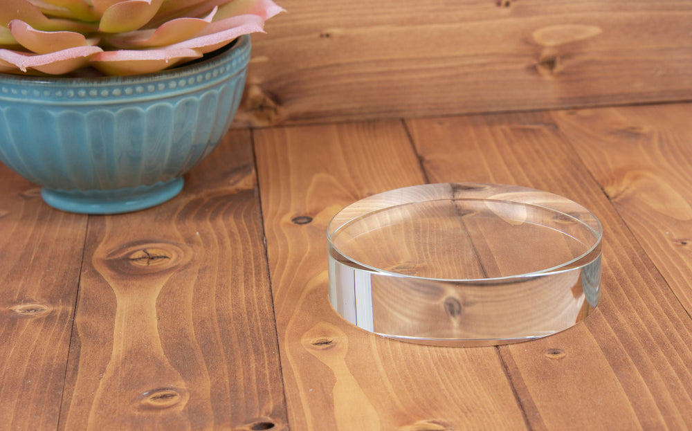 Ravanox Crystal Round Paperweight, 3 1/8" lifetime engraving