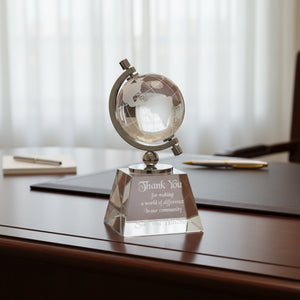 Ravanox Crystal Spinning Globe Award Statue, 6"