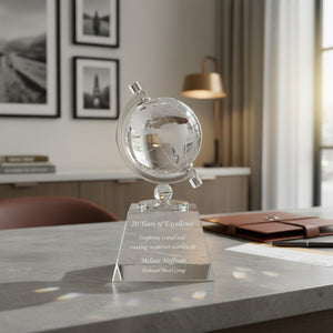 Ravanox Crystal Spinning Globe Award Statue, 6"