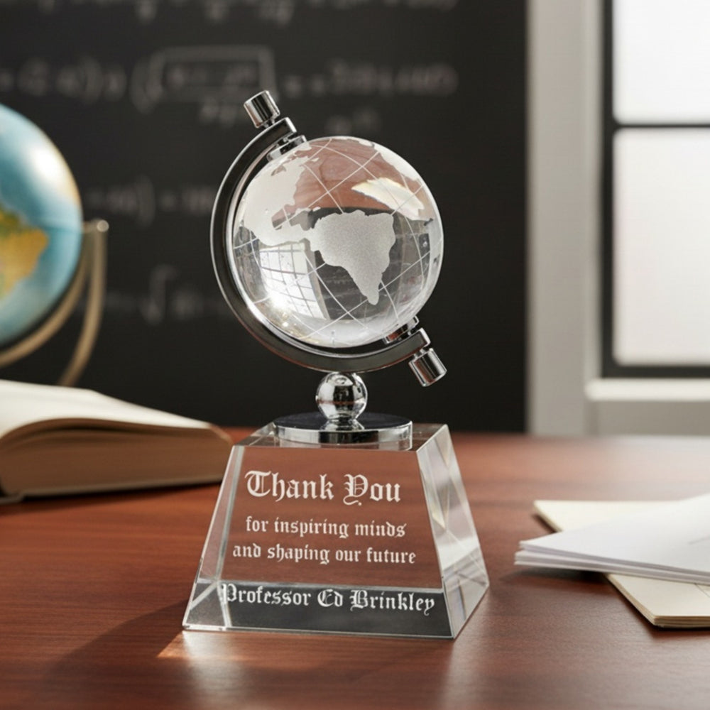 Ravanox Crystal Spinning Globe Award Statue, 6"