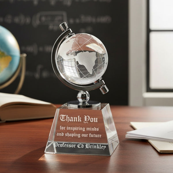 Ravanox Crystal Spinning Globe Award Statue, 6"