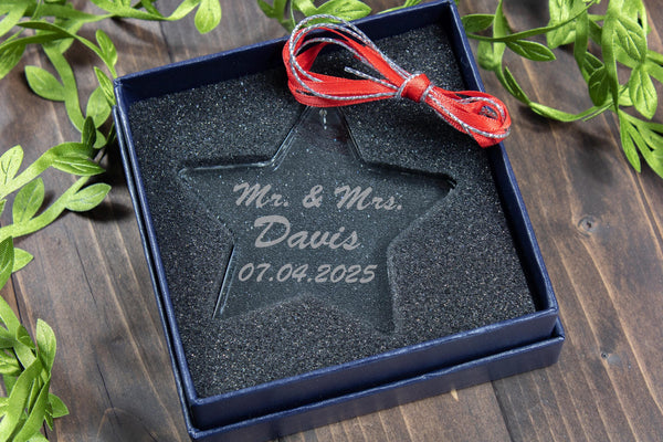 Ravanox Crystal Star Ornament, 3" lifetime engraving