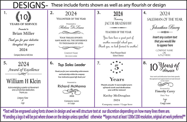 Ravanox Diamond Accent Glass Award, 9" lifetime engraving