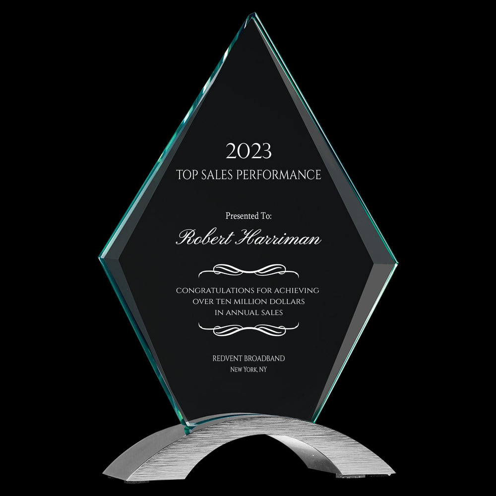Ravanox Diamond Cosmic Glass Award, 7 1/4" lifetime engraving