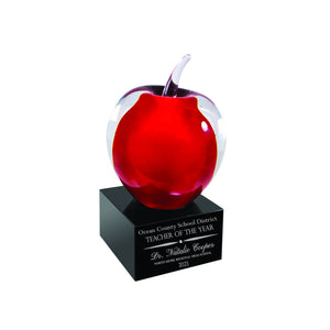Ravanox Glass Apple Teacher Award, 5.75" lifetime engraving