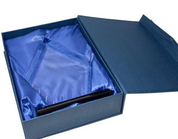 Ravanox Glass Blue Diamond Accent Award, 9" lifetime engraving