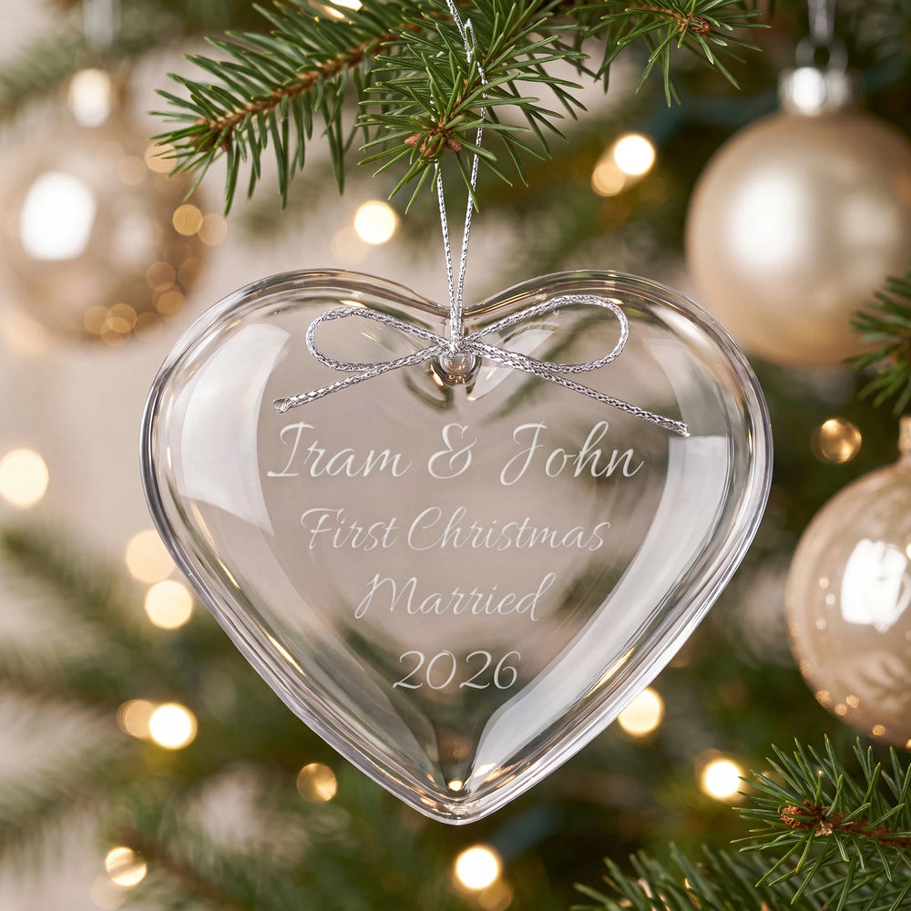 Ravanox Glass Heart Ornament 3" lifetime engraving