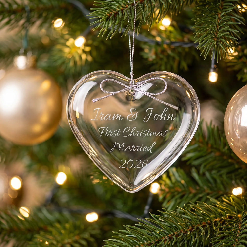 Ravanox Glass Heart Ornament 3" lifetime engraving
