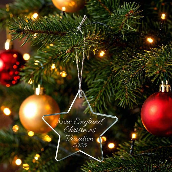 Ravanox Glass Star Ornament 3.25" lifetime engraving