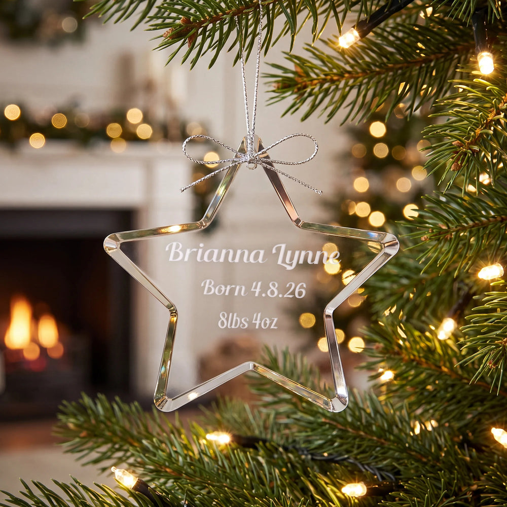 Ravanox Glass Star Ornament 3.25" lifetime engraving