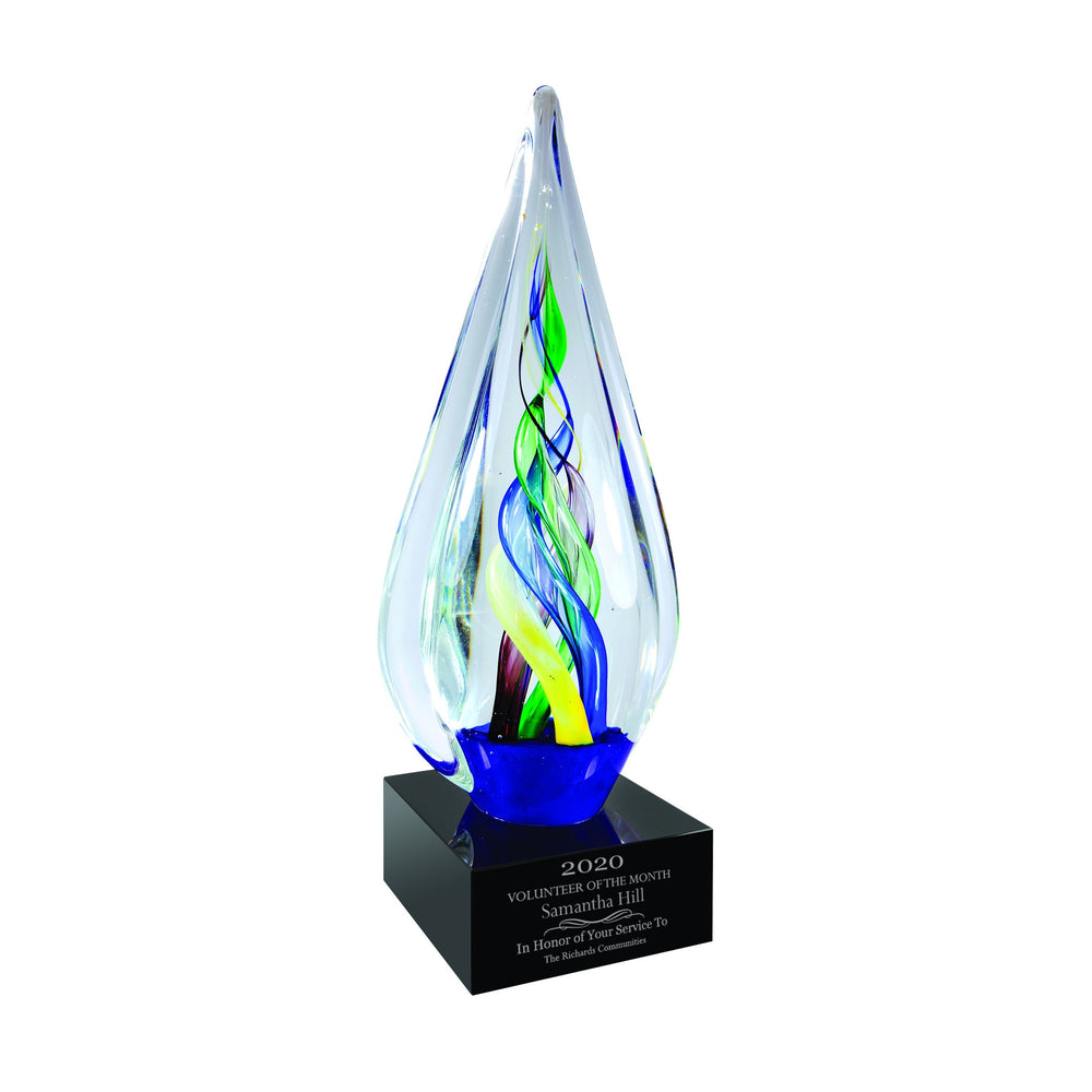 Ravanox Infinity Twist Art Glass Award, 10 3/4" lifetime engraving
