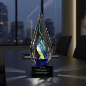 Ravanox Infinity Twist Art Glass Award, 10.75" lifetime engraving