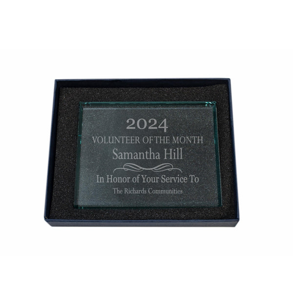 Ravanox Jade Glass Paperweight, 4.5" lifetime engraving