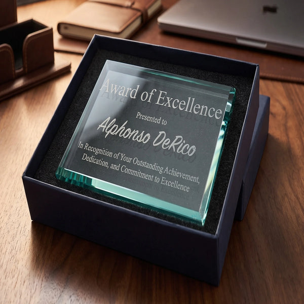 Ravanox Jade Glass Paperweight, 4.5" lifetime engraving