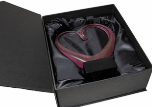 Ravanox Pink Glass Heart Sculpture for Breast Cancer Awareness & Survivors, 9" lifetime engraving