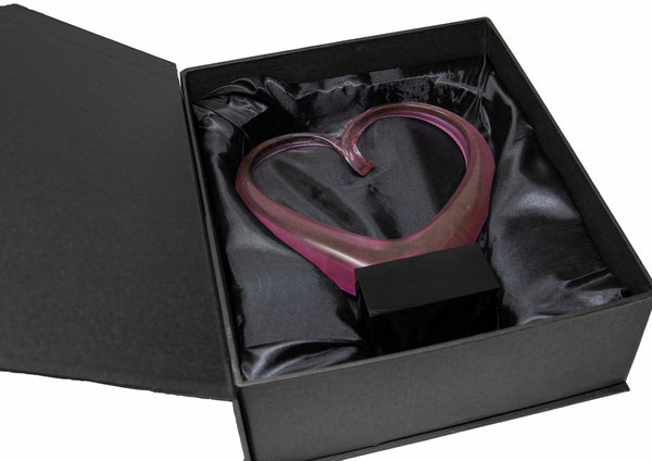 Ravanox Pink Glass Heart Sculpture for Breast Cancer Awareness & Survivors, 9" lifetime engraving