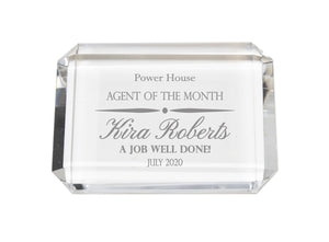 Ravanox Rectangular Crystal Paperweight, 4" x 2.75" lifetime engraving