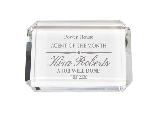 Ravanox Rectangular Crystal Paperweight, 4" x 2.75" lifetime engraving