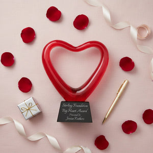 Ravanox Red Glass Heart Award, 6.5"