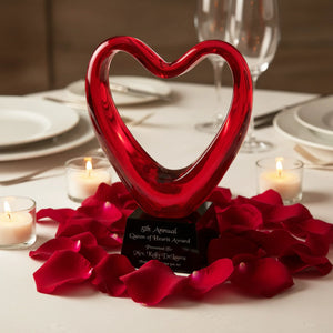 Ravanox Red Glass Heart Award, 6.5"