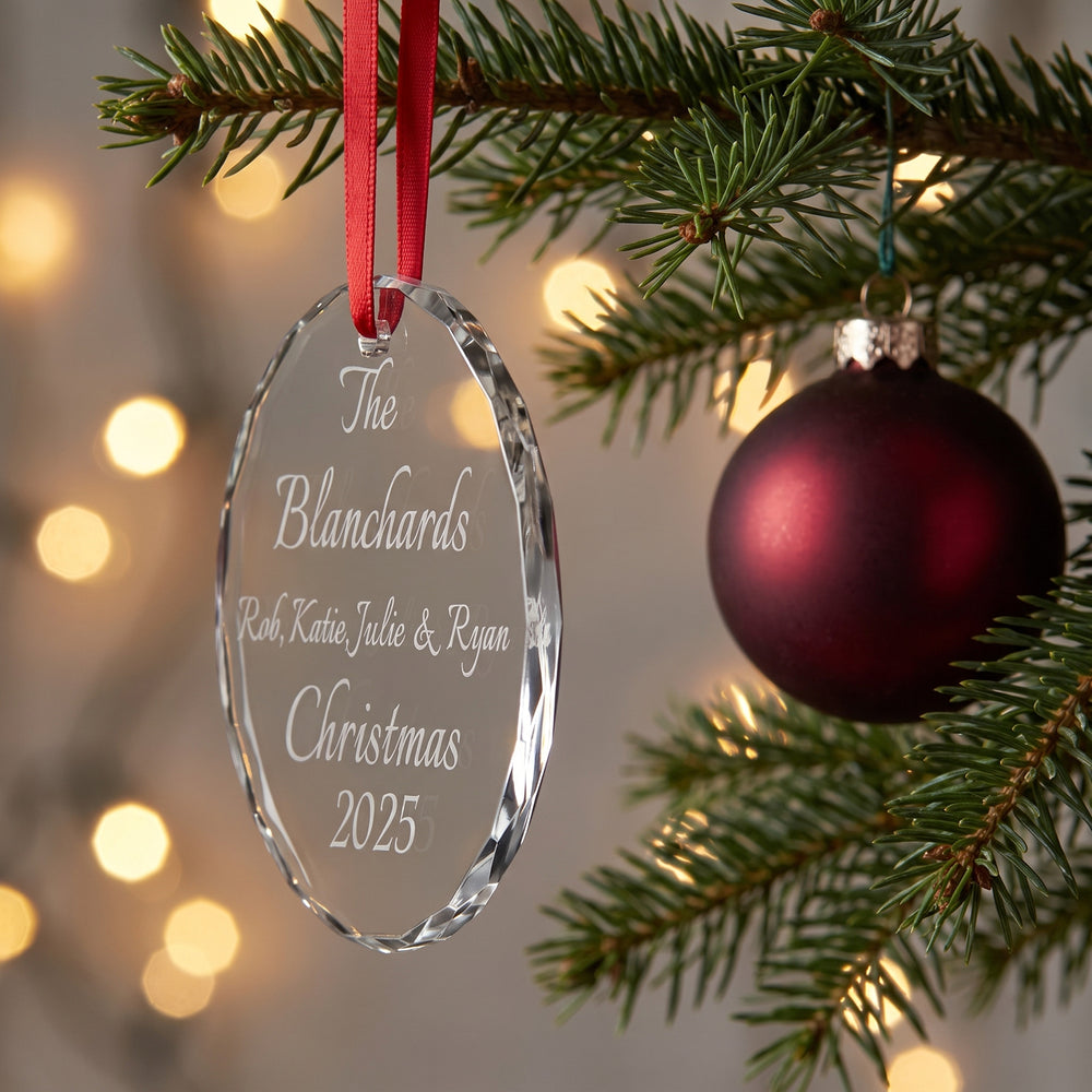 Ravanox Round Crystal Ornament 3" lifetime engraving