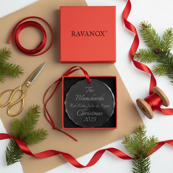 Ravanox Round Crystal Ornament 3" lifetime engraving