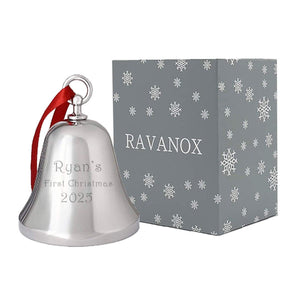 Ravanox Silver Bell Ornament, 3.25" lifetime engraving