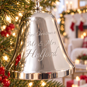 Ravanox Silver Bell Ornament with Round Top lifetime engraving