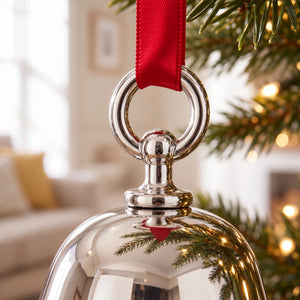 Ravanox Silver Bell Ornament with Round Top lifetime engraving